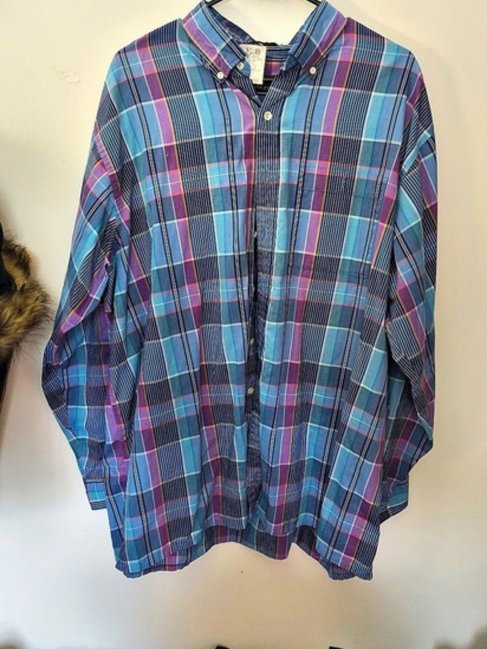 Colours by Alexander Julian Plaid Button Down in Blue & Purple Size XL